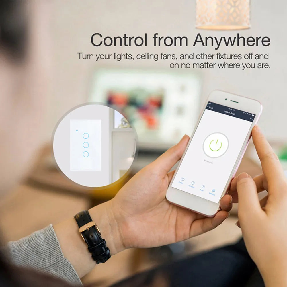 Tuya Smart Life Home House WiFi Wireless Remote Wall Switch US Voice Control Touch Sensor LED Light Switches Alexa Google Home